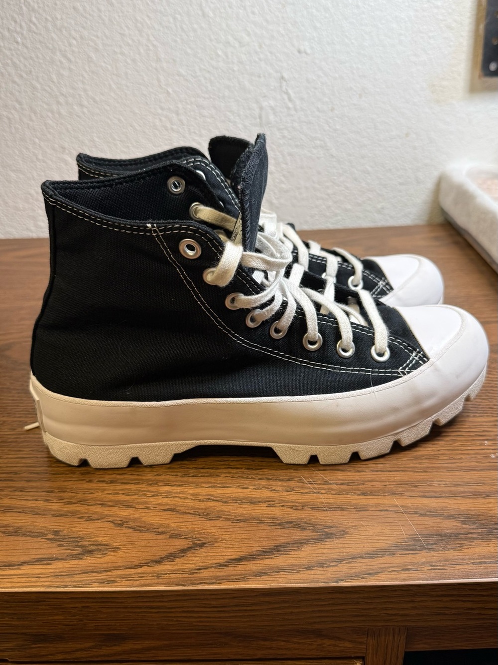 Converse Black and White High Top Canvas Sneakers - Picture 2 of 7